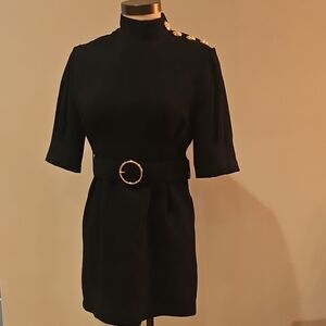 Forever 21 Black Mini Dress with Gold Accents